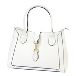 Elegancka stylowa damska skórzana torebka do ręki kuferek z paskiem Luka