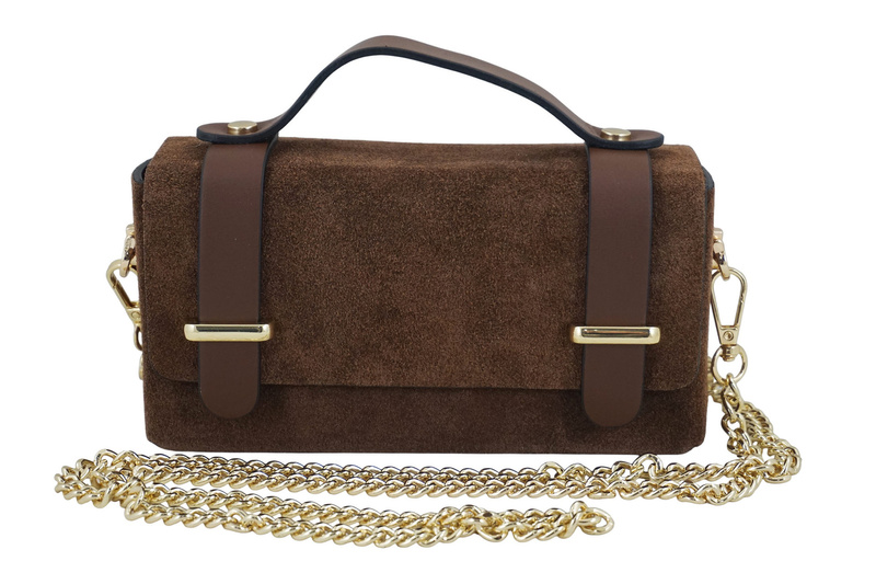 Zamszowa torebka Barberinis wizytowa - Brązowa