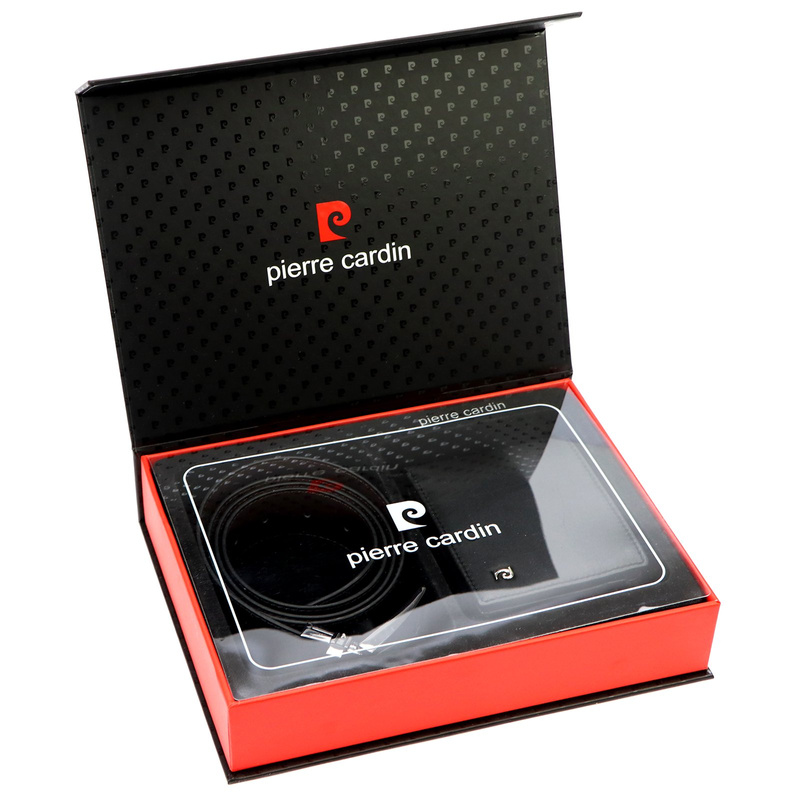 Zestaw Męski Na Prezent Portfel I Pasek Skórzany Czarny Skóra Naturalna