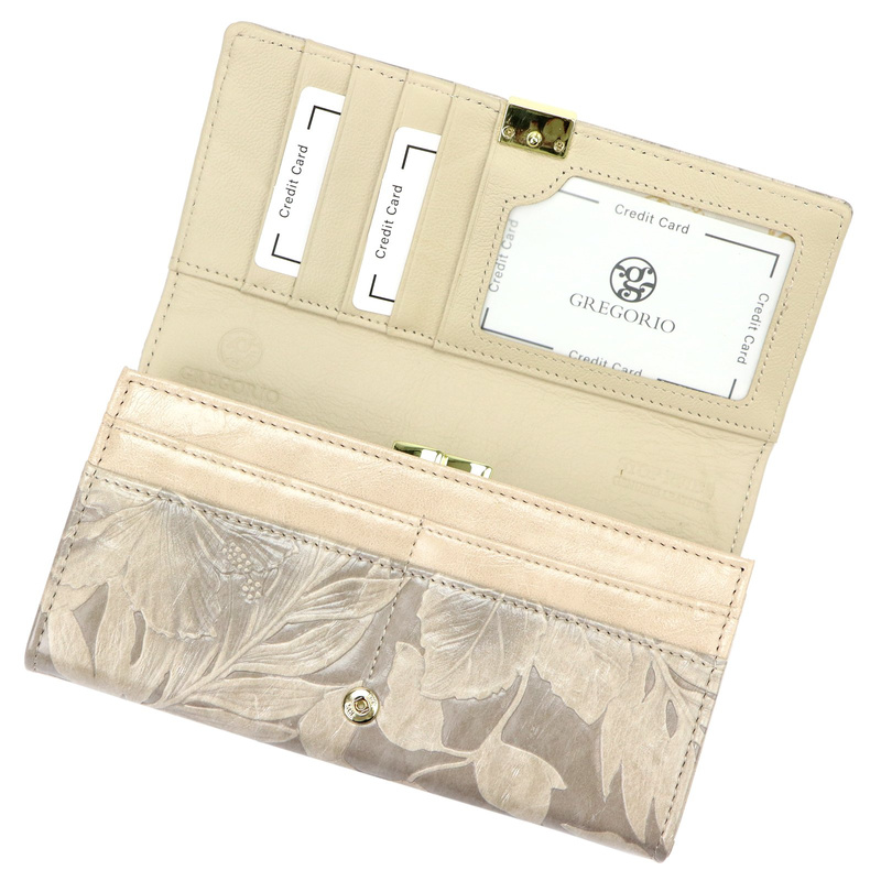 Gregorio duży damski portfel klasyczny podłużny portmonetka kwiatowy wzór