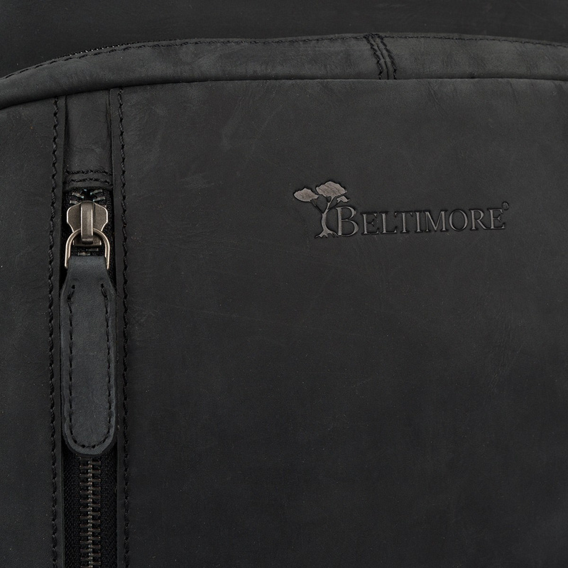 Plecak skórzany na laptopa 15,6 biznesowy duży A4 pojemny czarny premium Beltimore N09