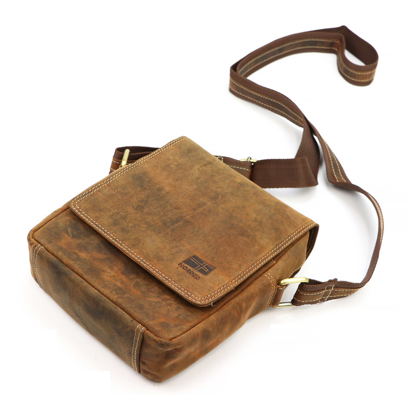 Nordee męska saszetka skóra naturalna torba miejska na ramię z kieszeniami