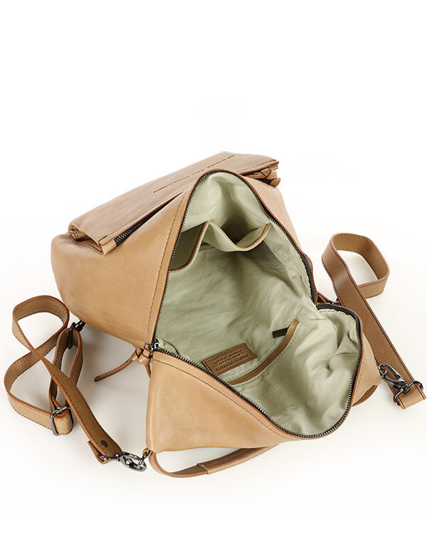 Ekskluzywna torebka skórzana premium z kieszonkami MARCO MAZZINI beżowa