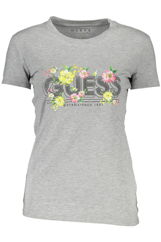 GUESS JEANS T-SHIRT Z KRÓTKIM RĘKAWEM DAMSKI SZARY