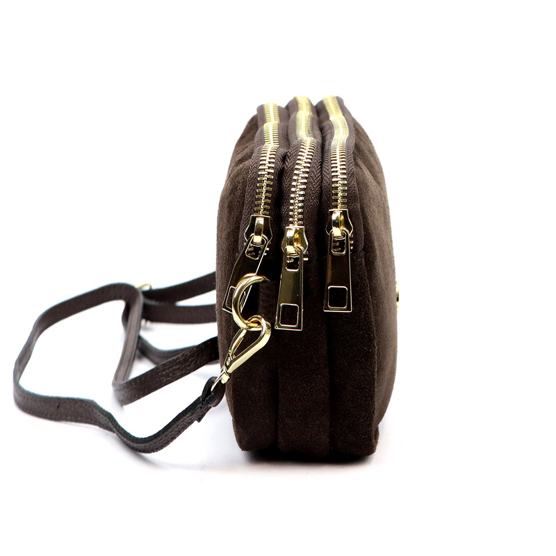 Gregorio damska listonoszka skóra naturalna zamsz trzykomorowa na ramię