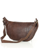 Duża torebka nerka półksiężyc skóra pleciona - MARCO MAZZINI czekoladowy brąz