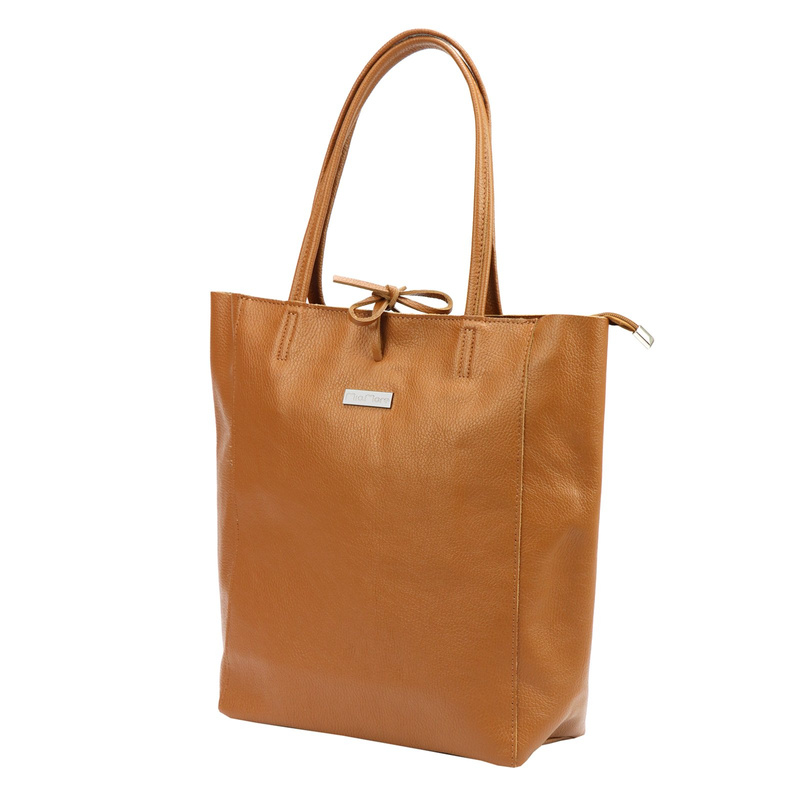 MiaMore Skórzana damska shopperbag duża torabka na ramię z kieszenią