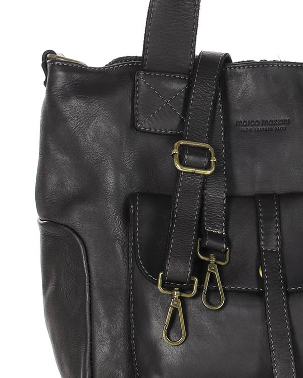 Torebka miejska skórzana w harmonii z naturą - MARCO MAZZINI czarna