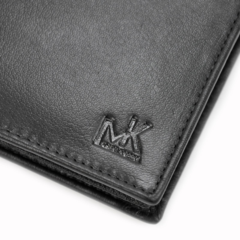Money Kepper męski portfel skóra naturalna składany dwie kieszenie
