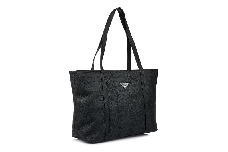 Czarna Duża Torebka Damska Shopper Listonoszka B70