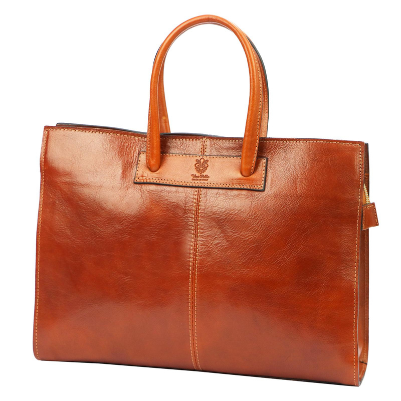 Florence Duża Damska skórzana torebka na dokumenty do pracy z paskiem