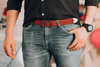 Beltimore męski skórzany pasek szeroki jeans koniak 522 : Kolory - brązowy, beżowy, Rozmiar pasków - r.125-140 cm