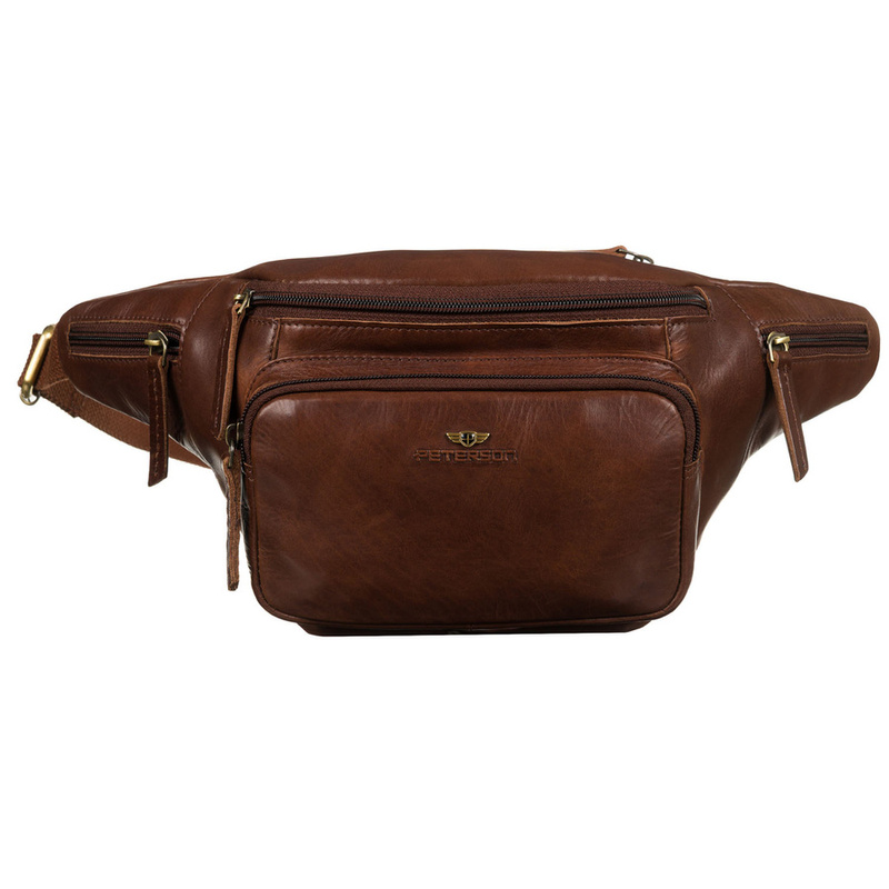 Klasyczna skórzana nerka męska na biodra w brązowym kolorze - Peterson