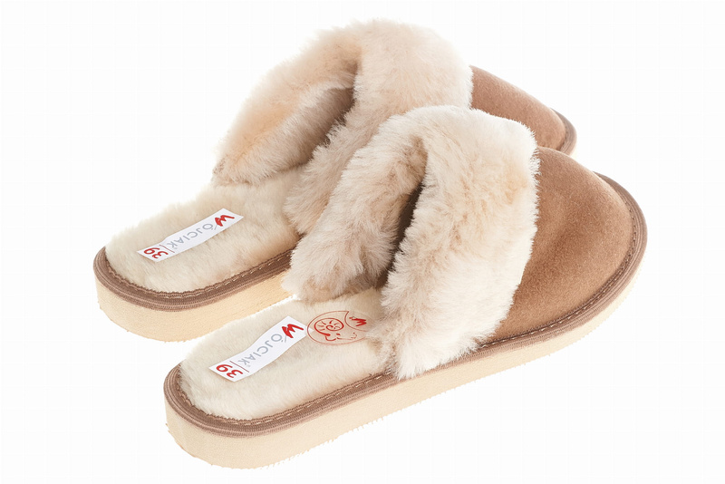 Wójciak Podhale damskie kapcie domowe skórzane zabudowane wełniane wnętrze