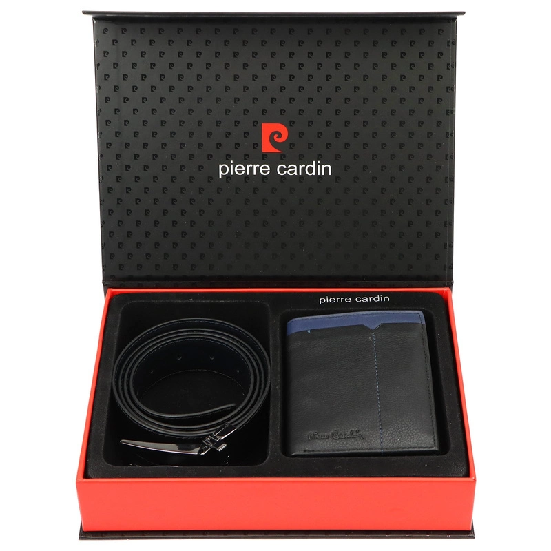 Męski zestaw prezentowy skórzany portfel i pasek marki od Pierre Cardin