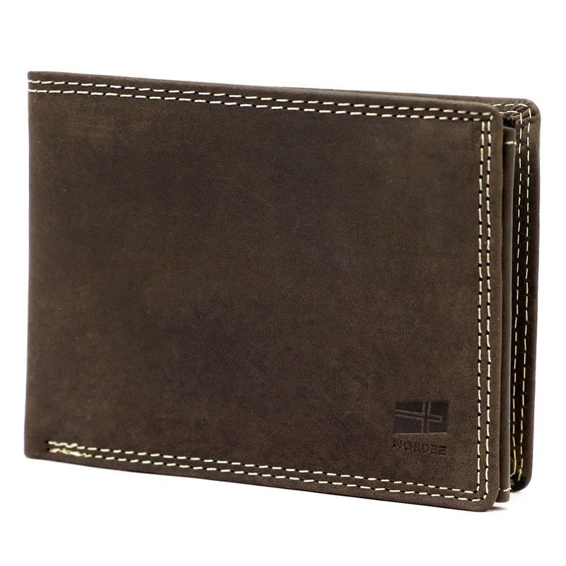 Nordee męski poziomy portfel skóra naturalna kompaktowy i pojemny