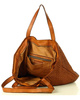 Torba damska pleciona shopper & shoulder leather bag - MARCO MAZZINI brąz karmel