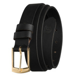 Skórzany pasek damski w czarnym kolorze ze złotą, klasyczną klamrą - Peterson