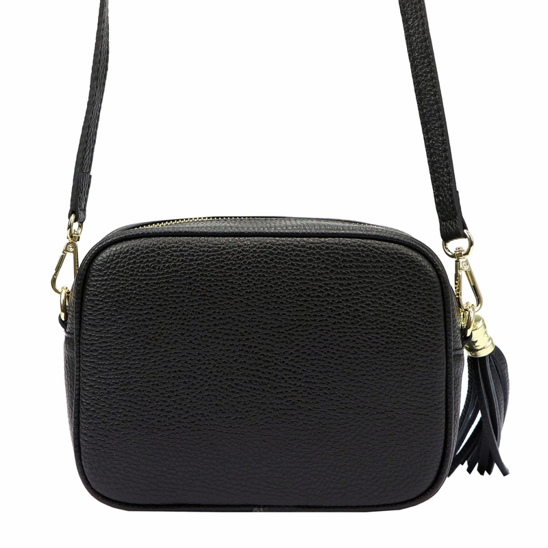 MiaMore Skórzana zgrabna damska listonoszka torebka z brelokiem frędzlem