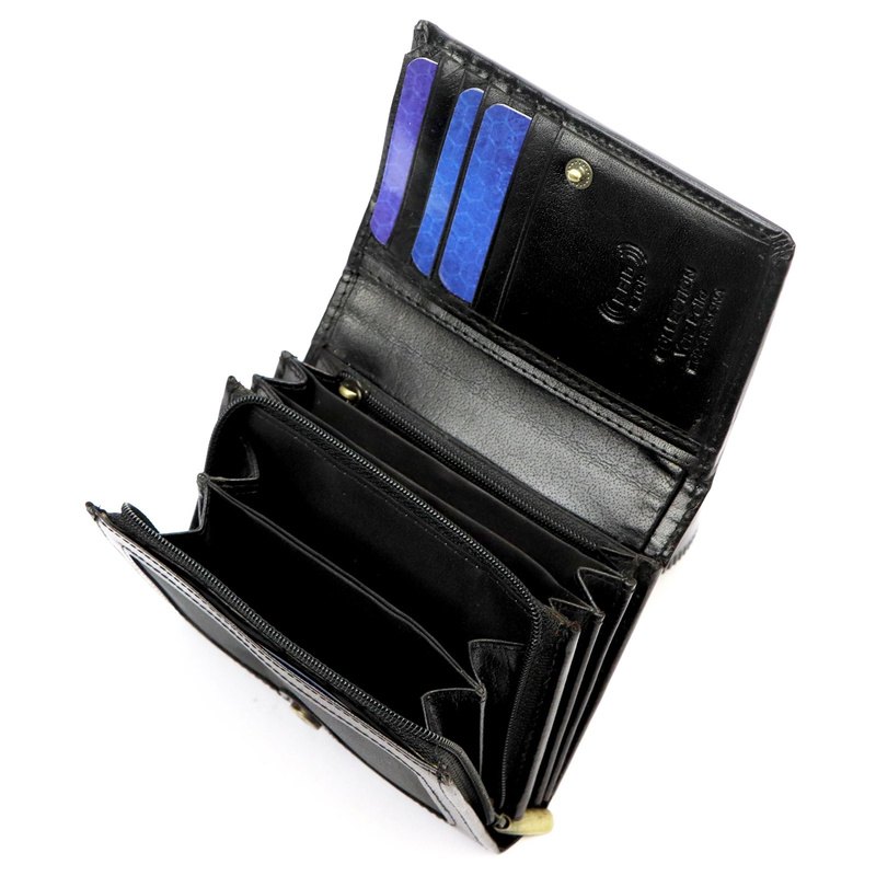 Mały damski portfel skórzany zgrabny Luxury z RFID