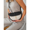 Listonoszka damska crossbody beżowo - czarna ze skóry naturalnej i płótna canvas Peterson