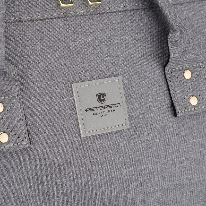 Plecak damski z poliestru w szarym kolorze zamykany bezpiecznym suwakiem - Peterson