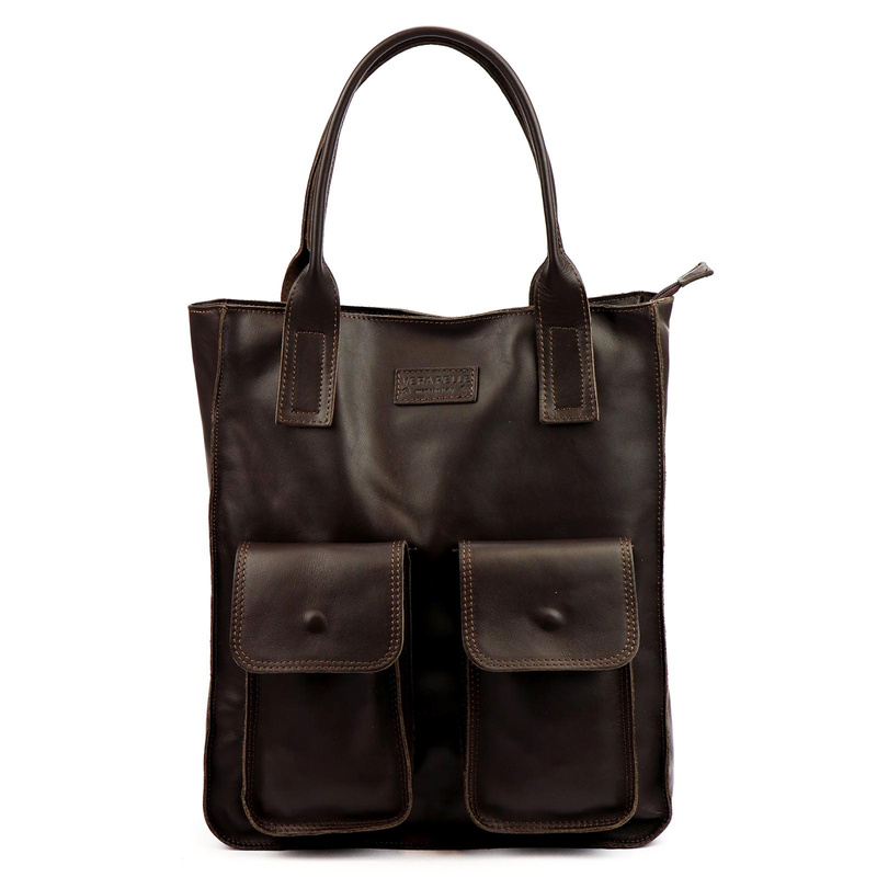 Angelo Torebka na ramię Duża damska shopperbag z kieszeniami skórzana