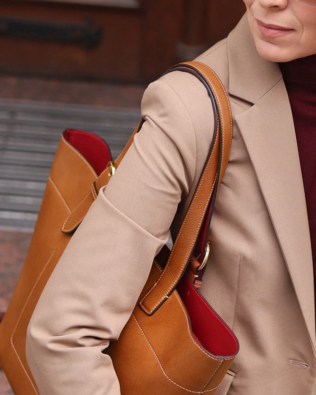 Torebka luksusowa shopperka na ramię skóra premium MARCO MAZZINI czarna