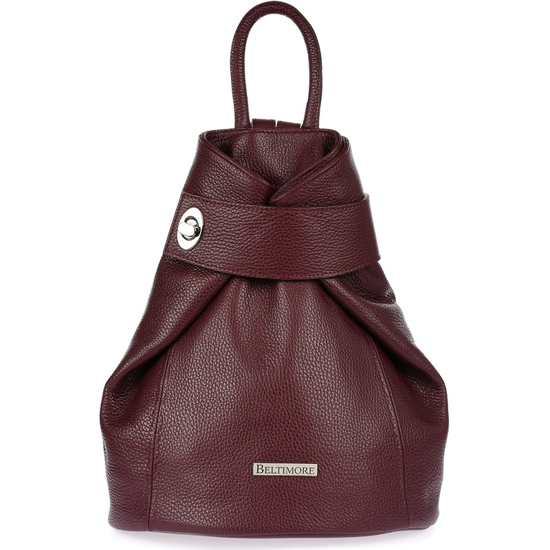 Burgundowy skórzany plecak damski elegancki z zapięciem Beltimore T54