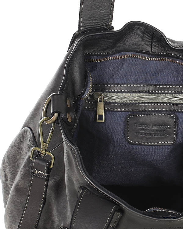 Torebka miejska skórzana w harmonii z naturą - MARCO MAZZINI czarna