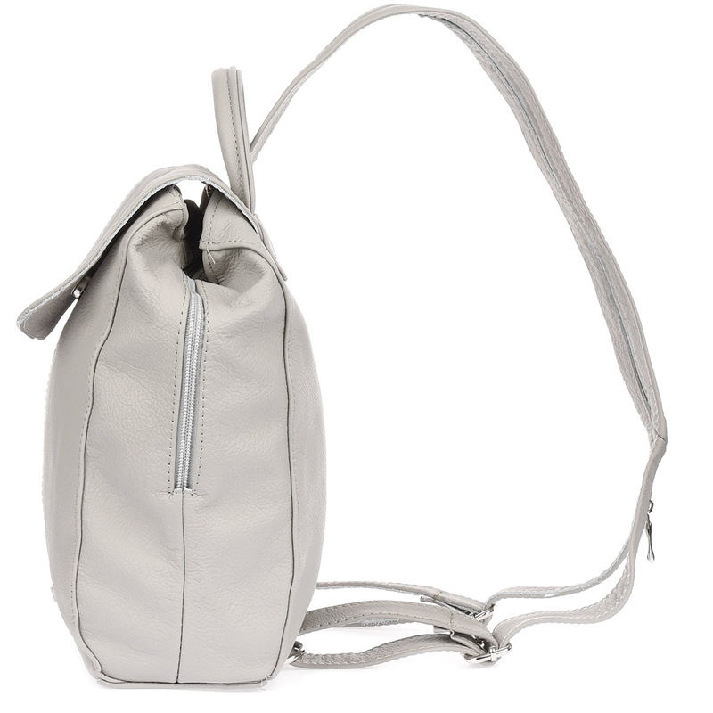 Beltimore plecak skórzany damski z klapą solidny jasno- szary S41