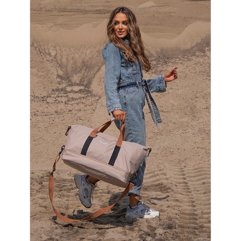 Beżowa, wodoodporna torba podróżna z poliestru - Peterson