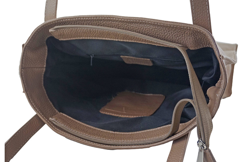 Torebka skórzana na ramię damska - Szara ciemna