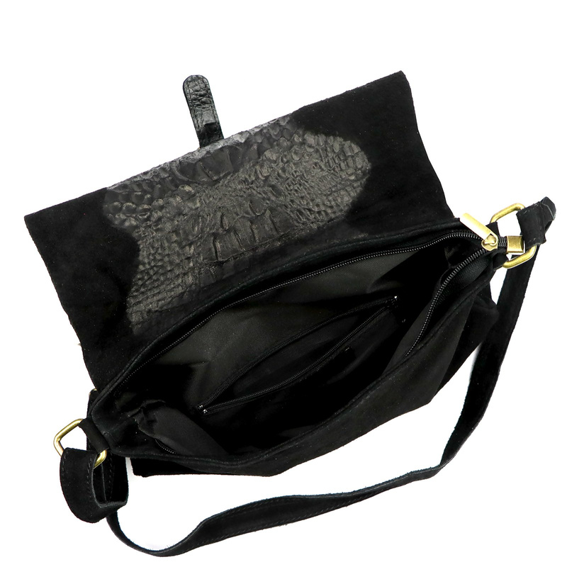 Vera Pelle damska listonoszka skórzana torebka na ramię skóra krokodyla