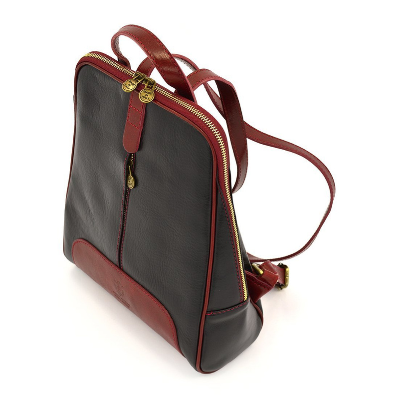 Florence Miejski Damski plecak skóra naturalna z kieszeniami na suwak