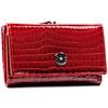 Czerwony portfel damski ze skóry naturalnej zamykany na zatrzask i bigiel - Peterson