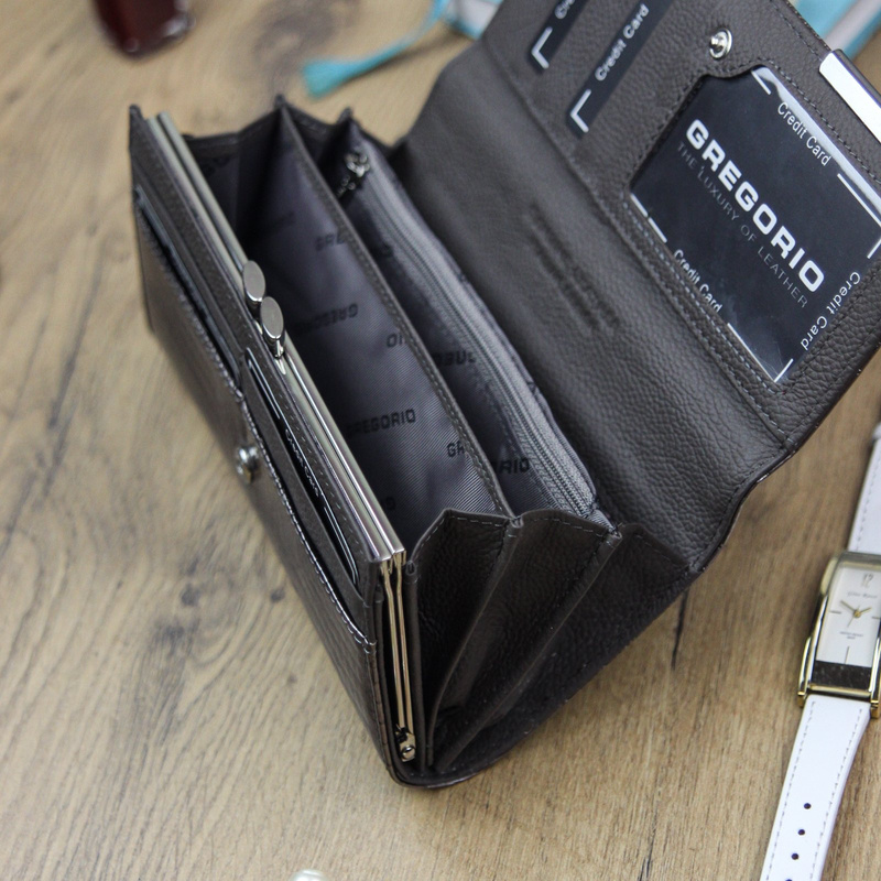 Gregorio damski portfel skóra naturalna podłużny klasyczny skóra krokodyla