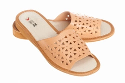 Wójciak Podhale damskie kapcie domowe skóra naturalna korek otwarty palec