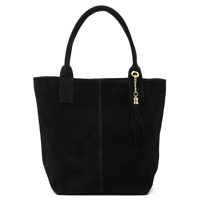 Vera Pelle zamszowa damska shopperbag skóra naturalna torebka na ramię