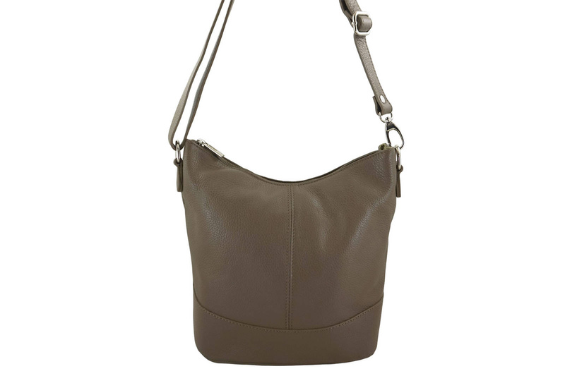 Modna torebka włoska skórzana - Beżowa ciemna