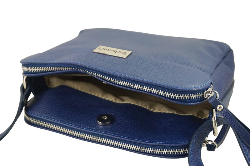 Torebka skórzana damska włoska - Granatowa jasna