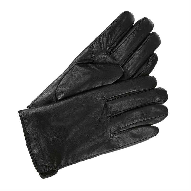 Czarne Rękawiczki skórzane męskie polar miś BELTIMORE K33 : Kolory - czarny, Rozmiar rękawiczek - L/XL