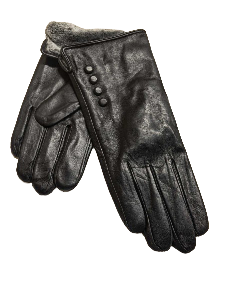Rękawiszki Damskie, skóra, ocieplane czarne