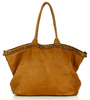 Duża torebka skórzana oversize style shopper bag - MARCO MAZZINI brąz camel