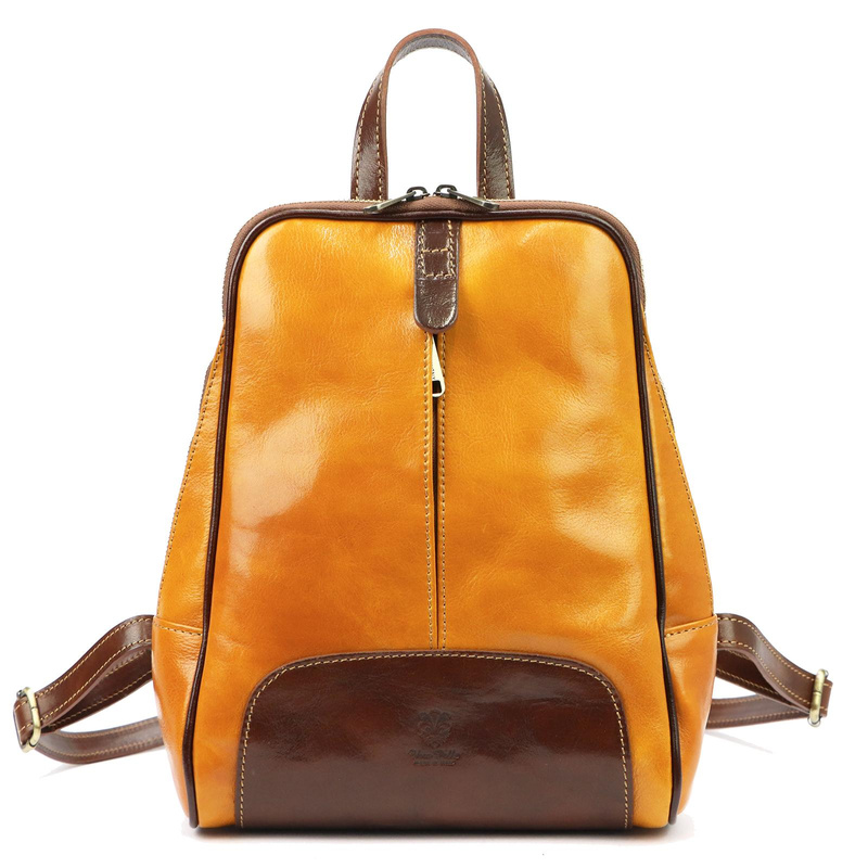 Florence Miejski Damski plecak skóra naturalna z kieszeniami na suwak