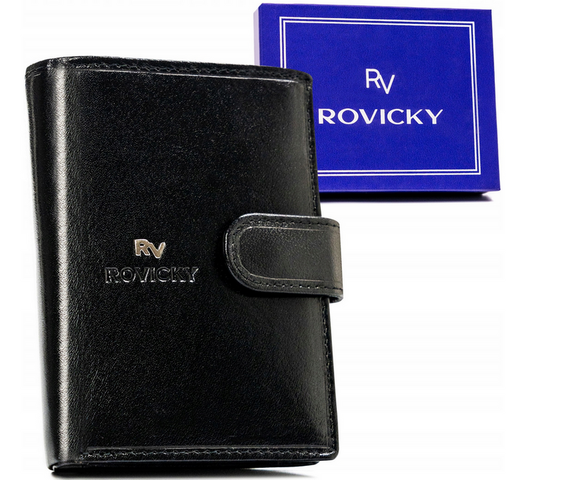 Duży Skórzany portfel męski system RFID Rovicky