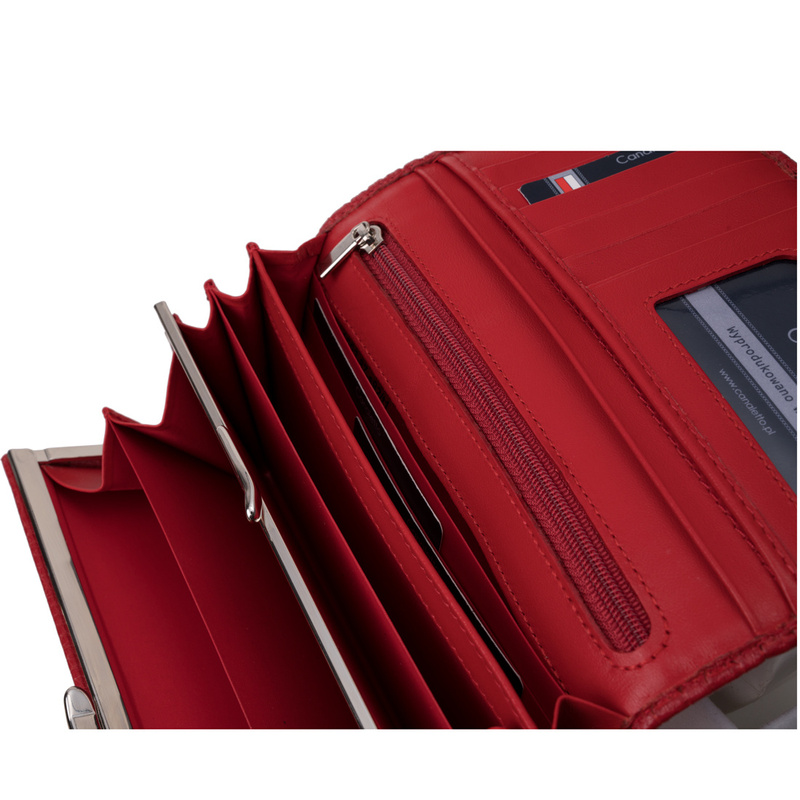 Duży czerwony portfel damski Canaletto ze skóry z tłoczeniem – styl i funkcjonalność PD1602s92t1 RFID