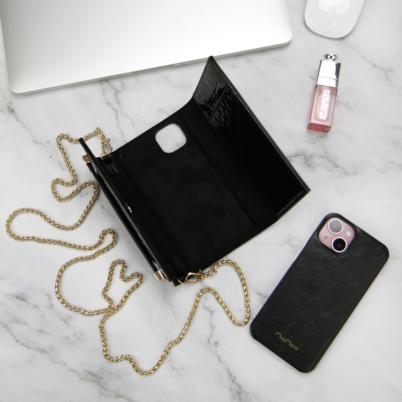 MiaMore etui na telefon Iphone 11 case skóra naturalna lakierowana pasek