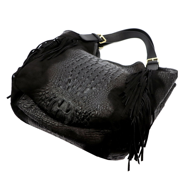 Vera Pelle damska shopperbag skórzana skóra krokodyla torebka na ramię