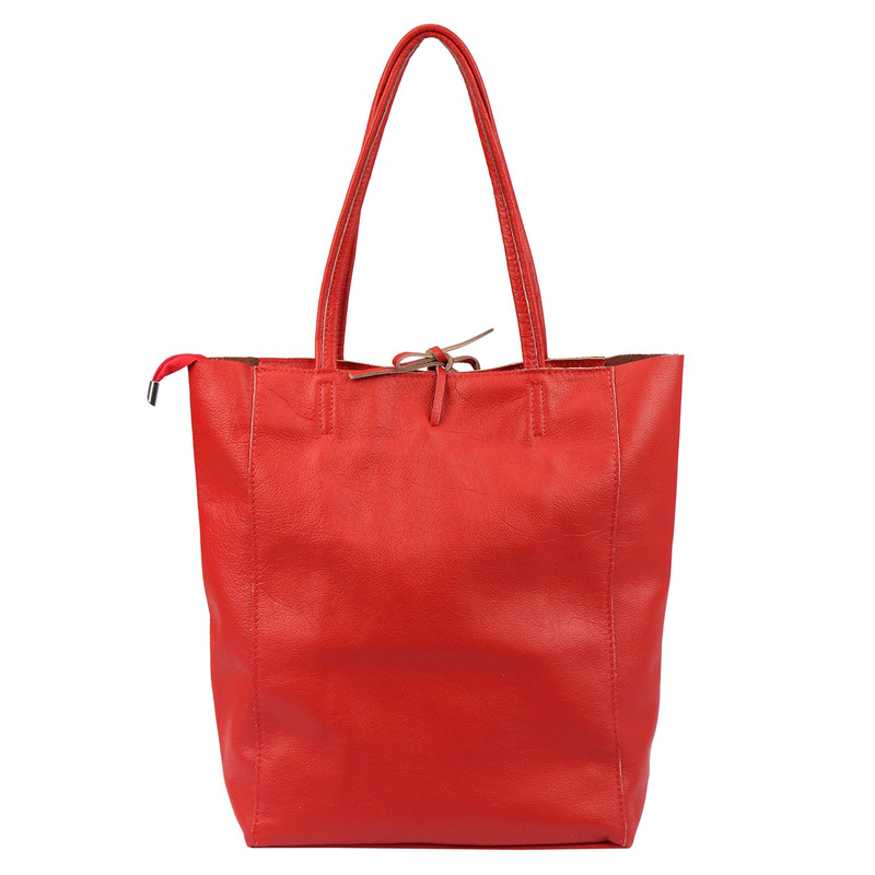 MiaMore Skórzana damska shopperbag duża torabka na ramię z kieszenią